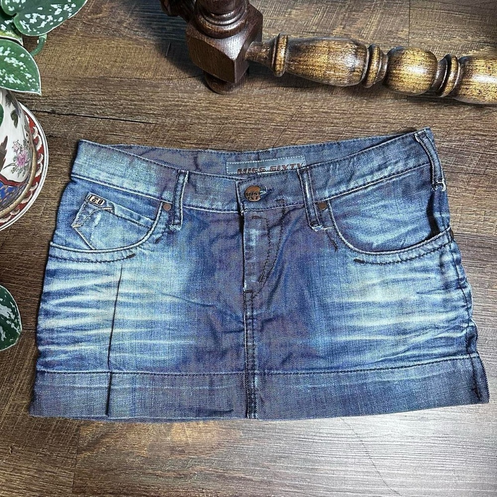 Vintage 2000s Miss Sixty Blue Jean Light Dark Wash Short Mini Skirt medium